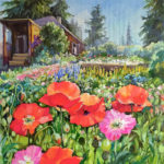 Картина цветы маки "Мамин сад" холст масло 50/50 см