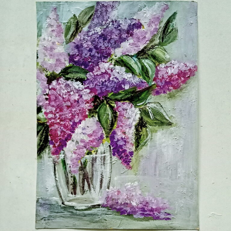 Картина сирень в вазе