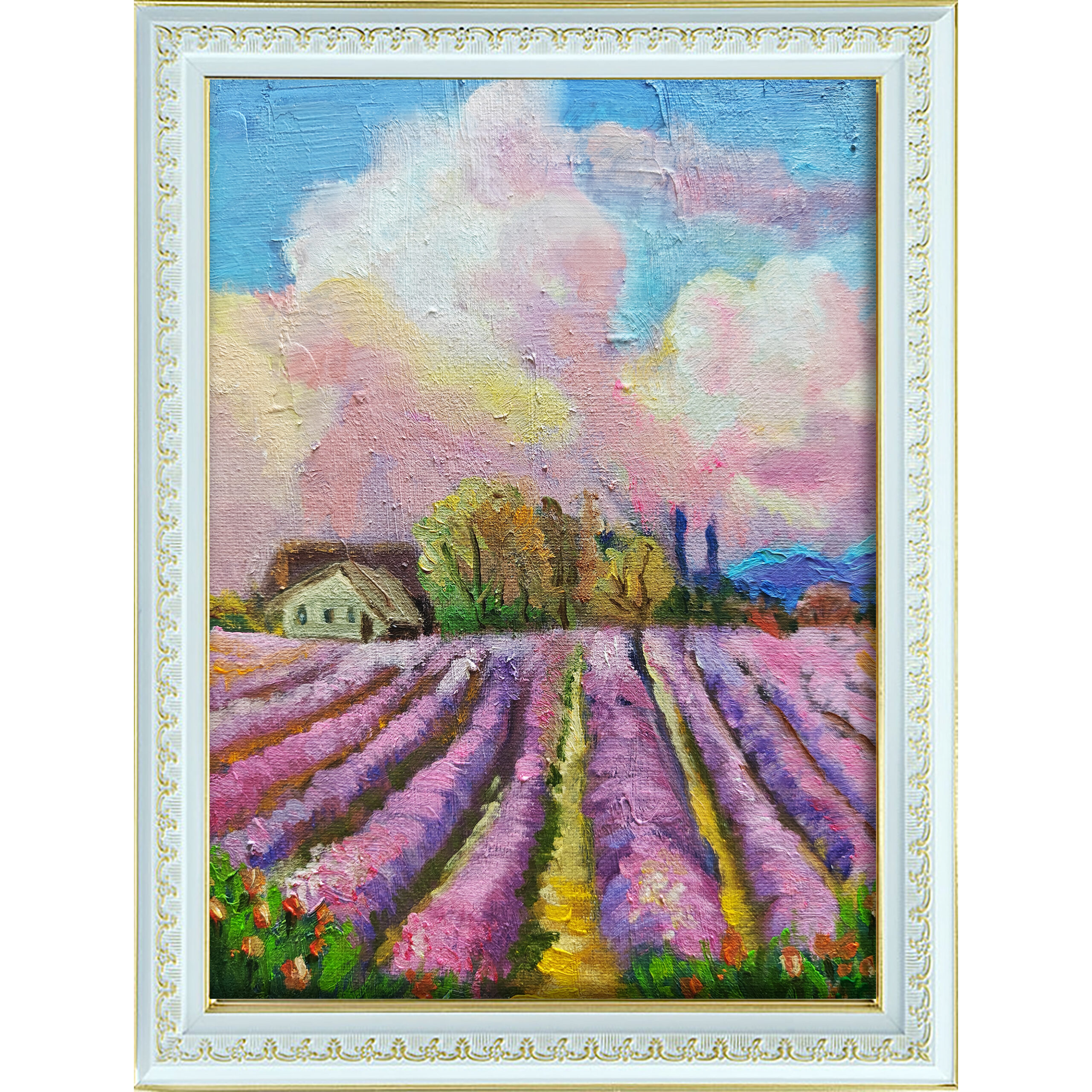 Картина маслом «Лавандовые поля у домика»18×24 — изображение 2