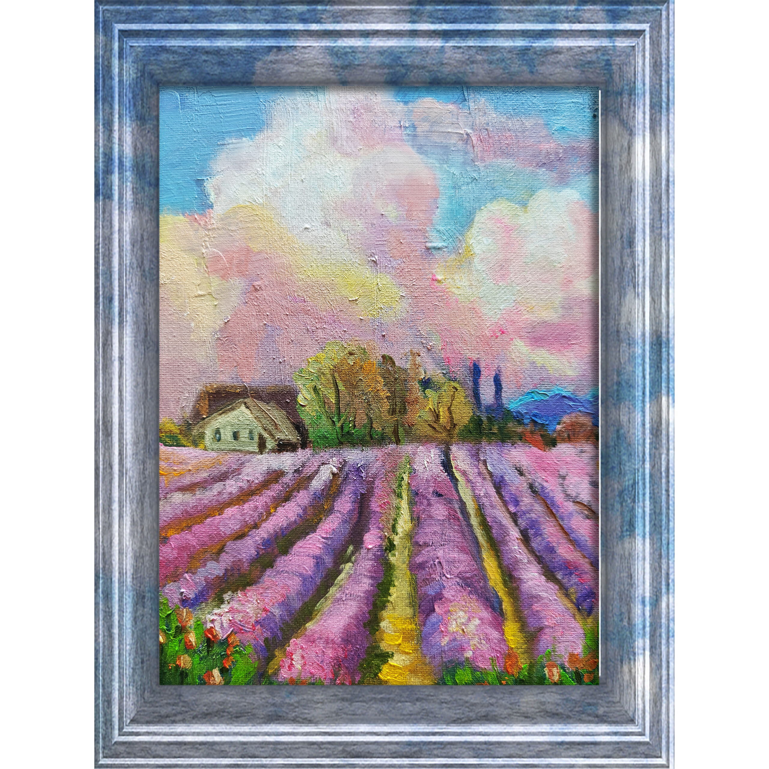 Картина маслом «Лавандовые поля у домика»18×24 — изображение 4