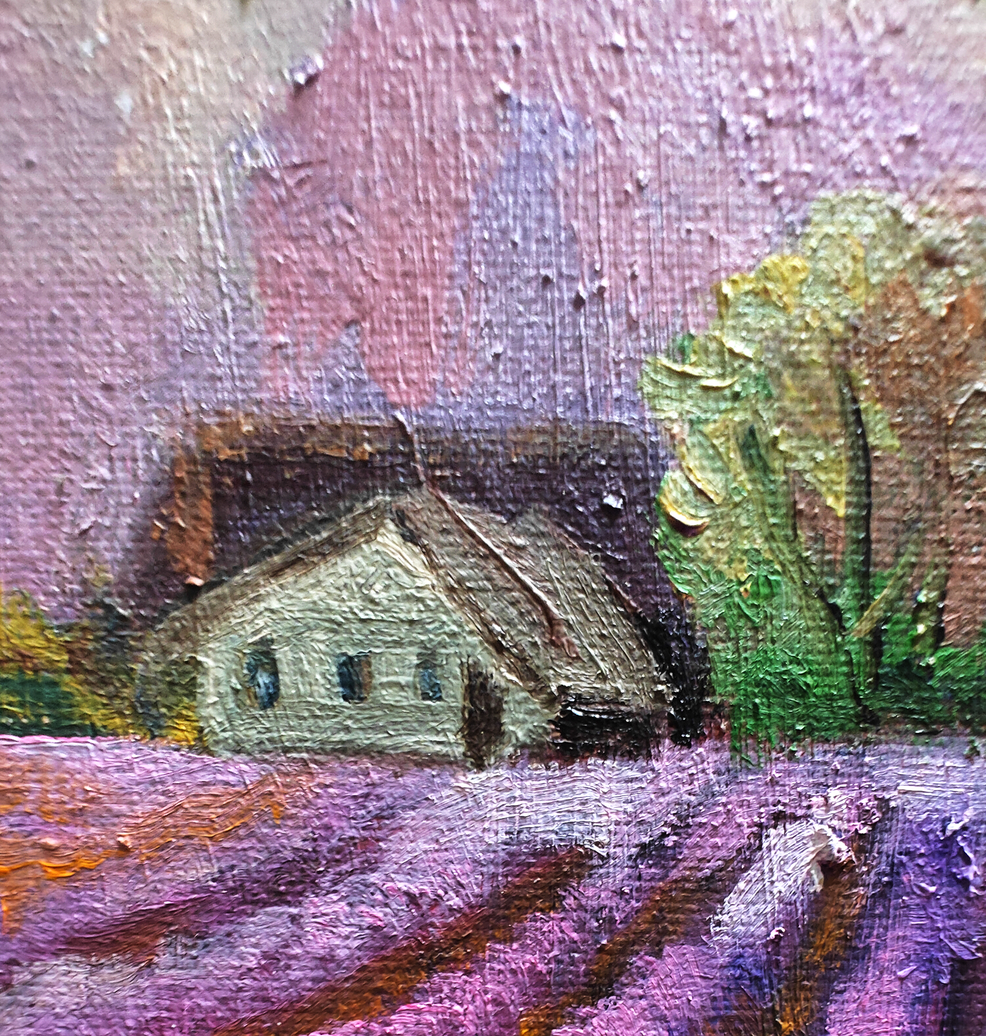 Картина маслом «Лавандовые поля у домика»18×24 — изображение 6