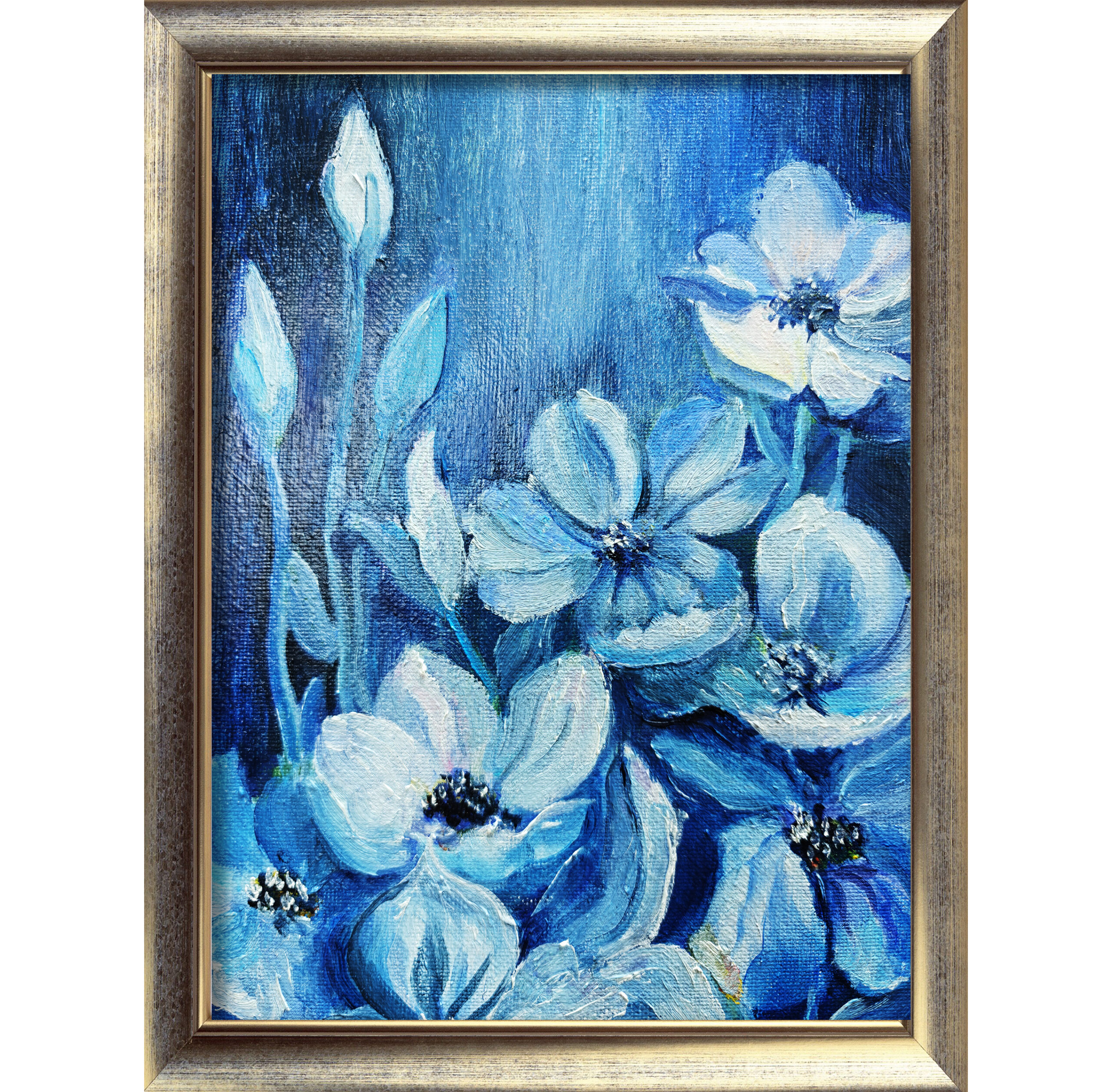 Картина маслом синие анемоны мини-картина 18×24 — изображение 2