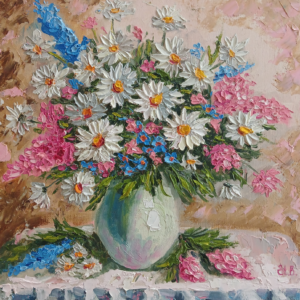 Картина маслом Ромашки 30×30 см