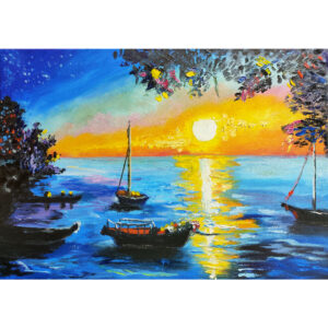 Картина маслом морской пейзаж Вечерний закат 25*35
