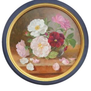 Картина маслом "Шиповник в цвету"
