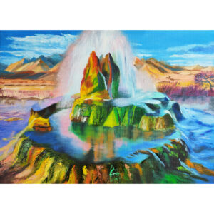 Картина маслом Радужный гейзер яркий пейзаж 30×40