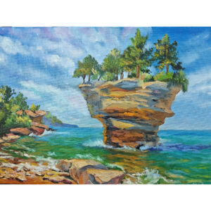 Картина маслом парящий утёс у моря 30*40