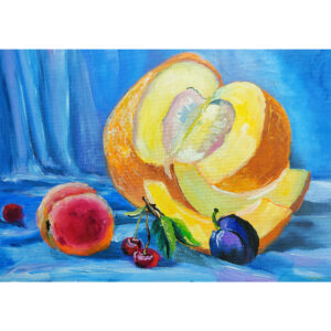 Картина маслом Солнечная дыня Натюрморт с фруктами 25×35