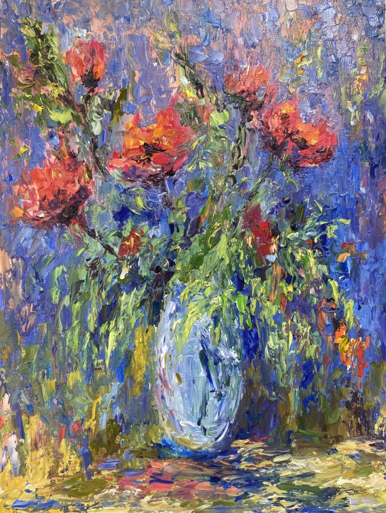 Картина Красные маки живопись маслом 30*40 см