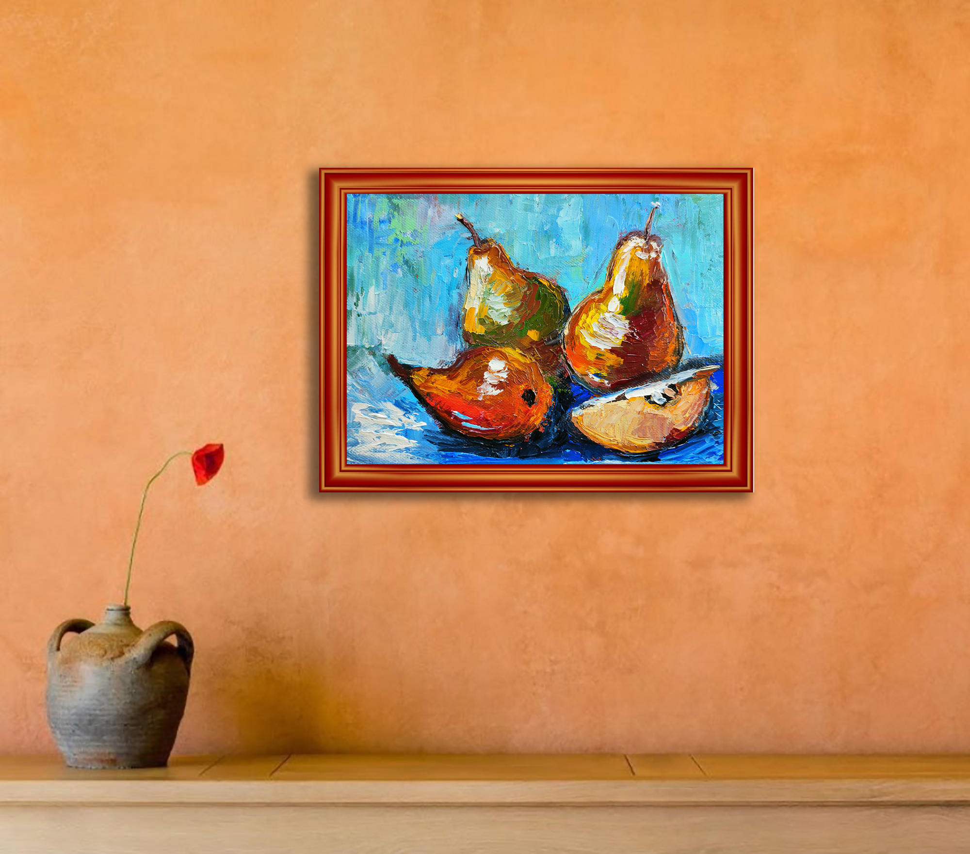 Картина маслом фруктовый натюрморт Сочные груши 18×24 — изображение 5