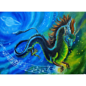 «Музыка дракона» фэнтези картина маслом 30×40