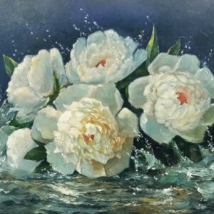 Картина с пионами Водная феерия