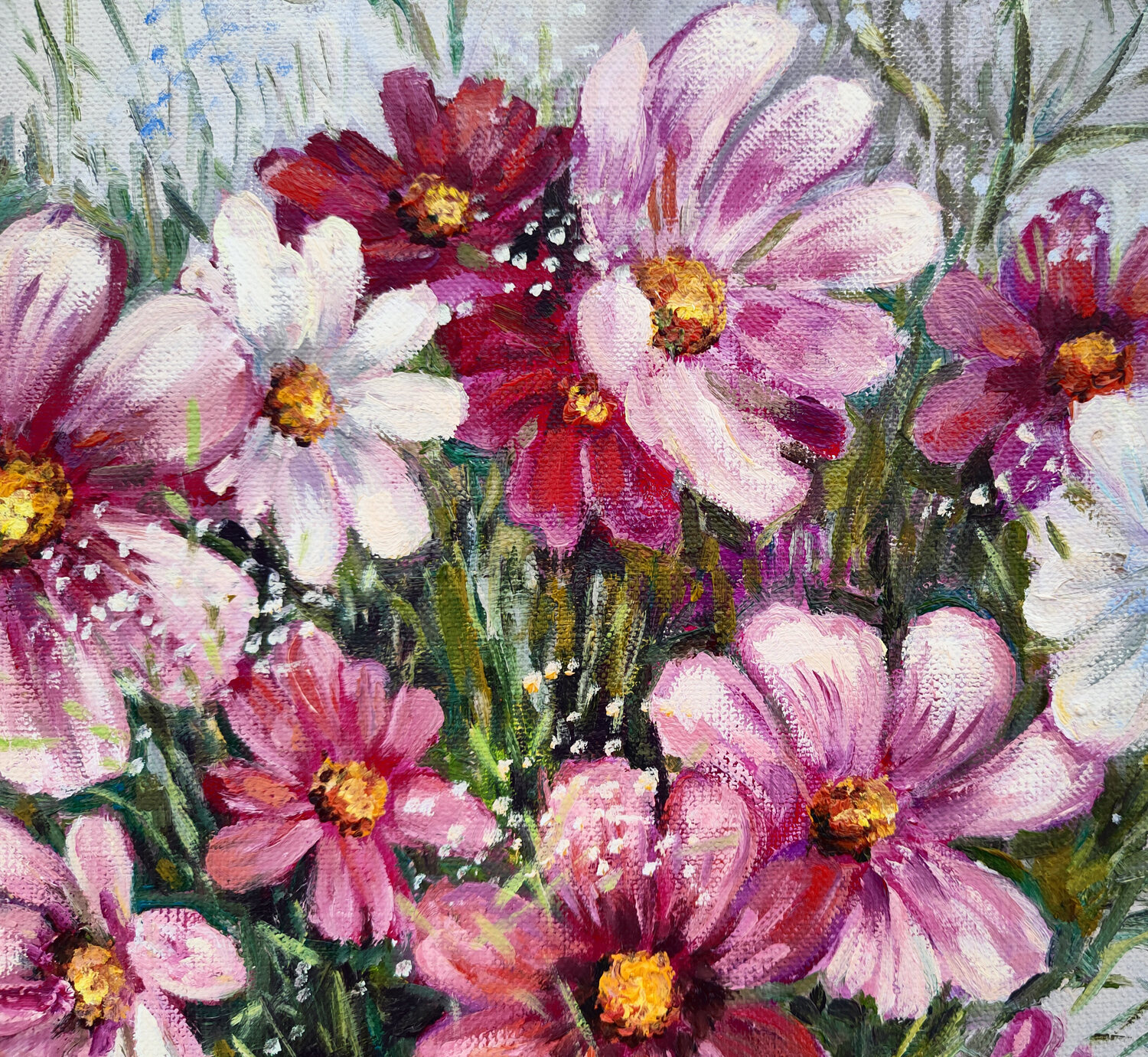 Картина маслом Цветы. Букет. Космея. Холст, масло 40х50 см — изображение 2