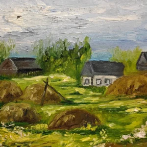 картина деревенский пейзаж маслом