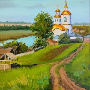 Картина маслом Дорога. Летний пейзаж
